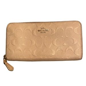 Coach Debossed Patent Leather Zip Around Accordion Wallet